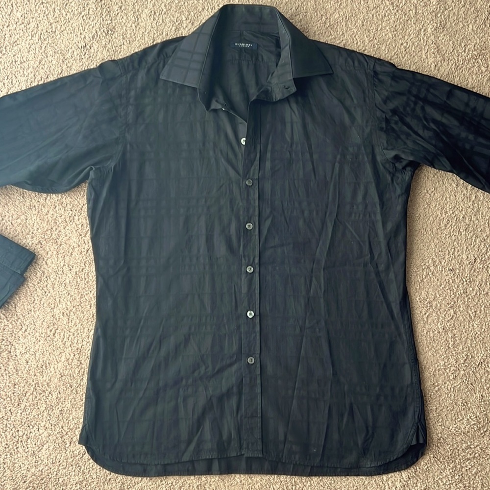 Burberry Black Plaid Dress Shirt